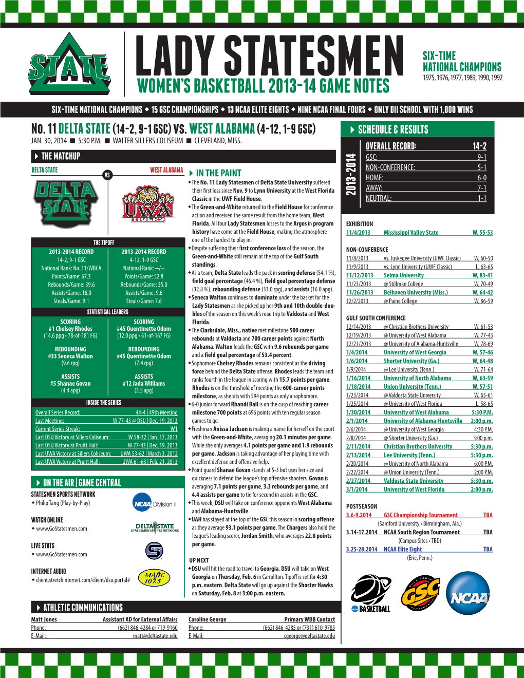 Lady Statesmen Basketball Notes