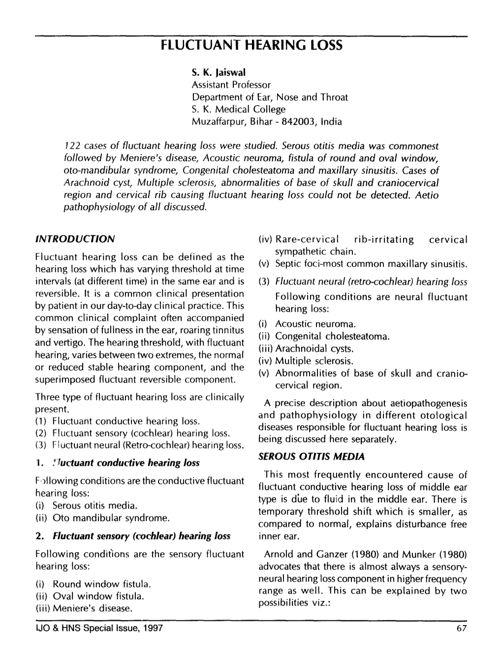 Fluctuant Hearing Loss