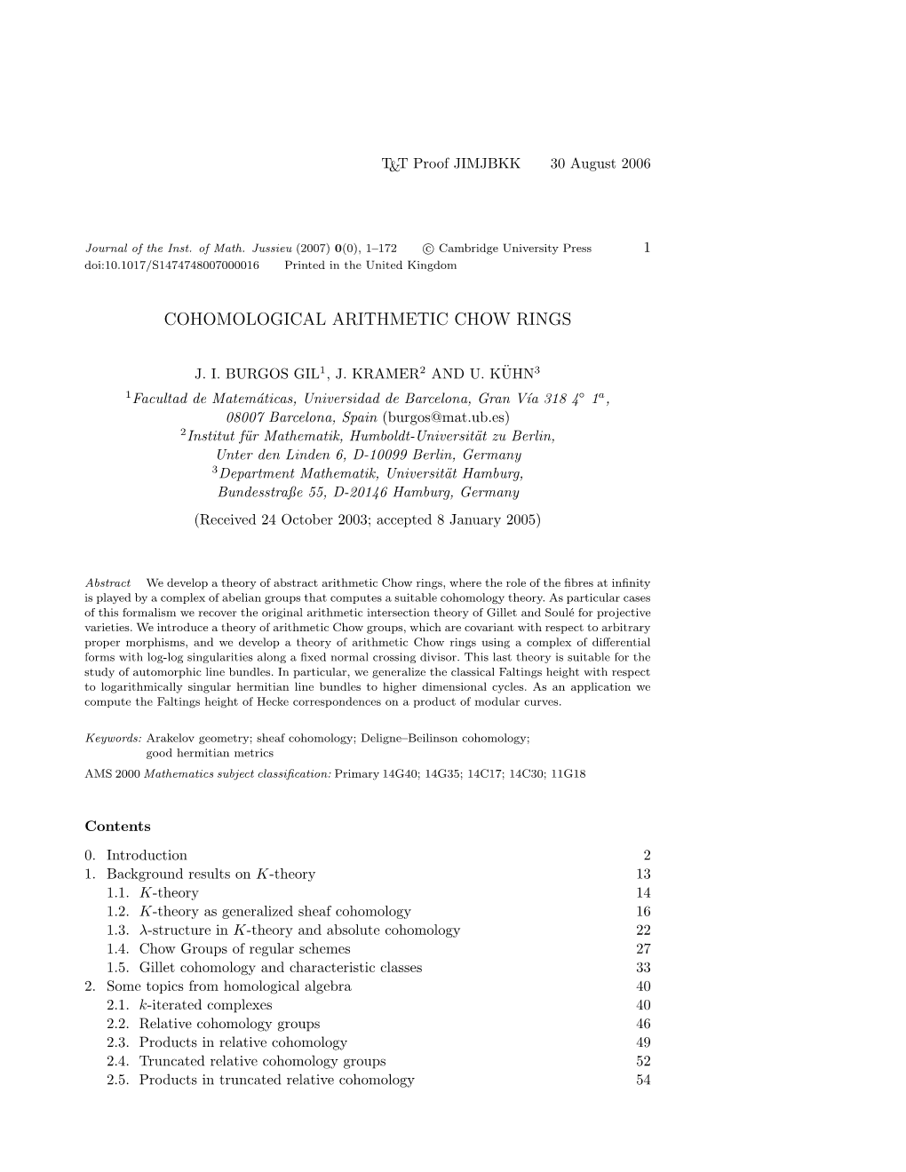 Cohomological Arithmetic Chow Rings