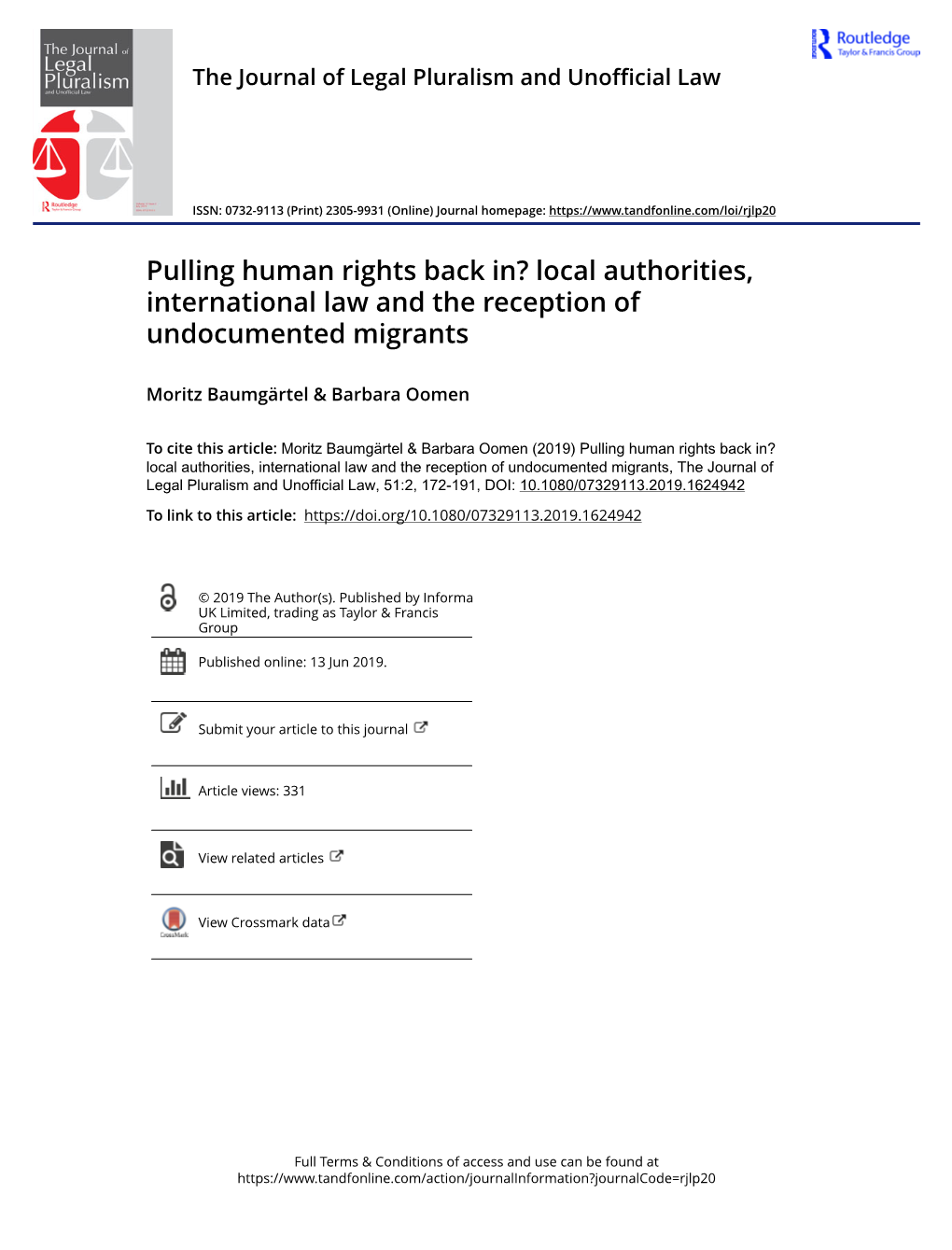 Pulling Human Rights Back In? Local Authorities, International Law and the Reception of Undocumented Migrants