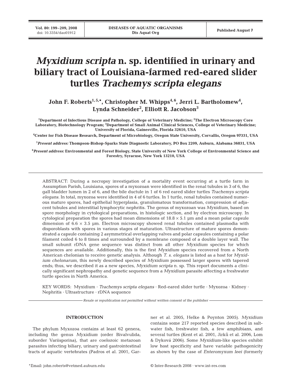 Disease of Aquatic Organisms 80:199