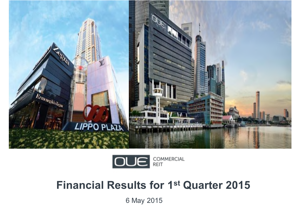 Financial Results for 1St Quarter 2015 6 May 2015 Important Notice