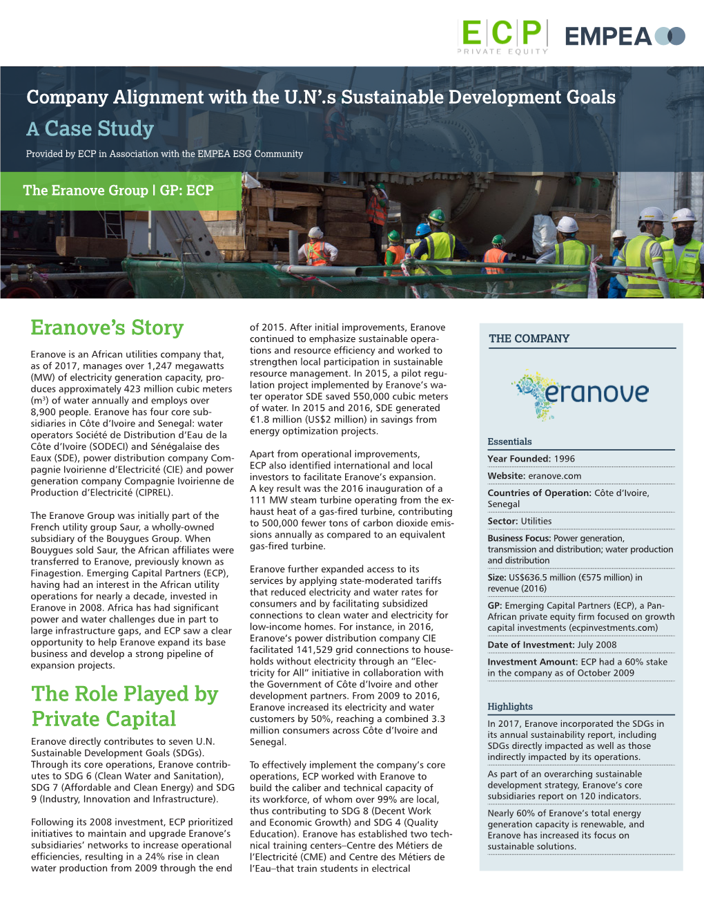 A Case Study Eranove's Story the Role Played by Private Capital