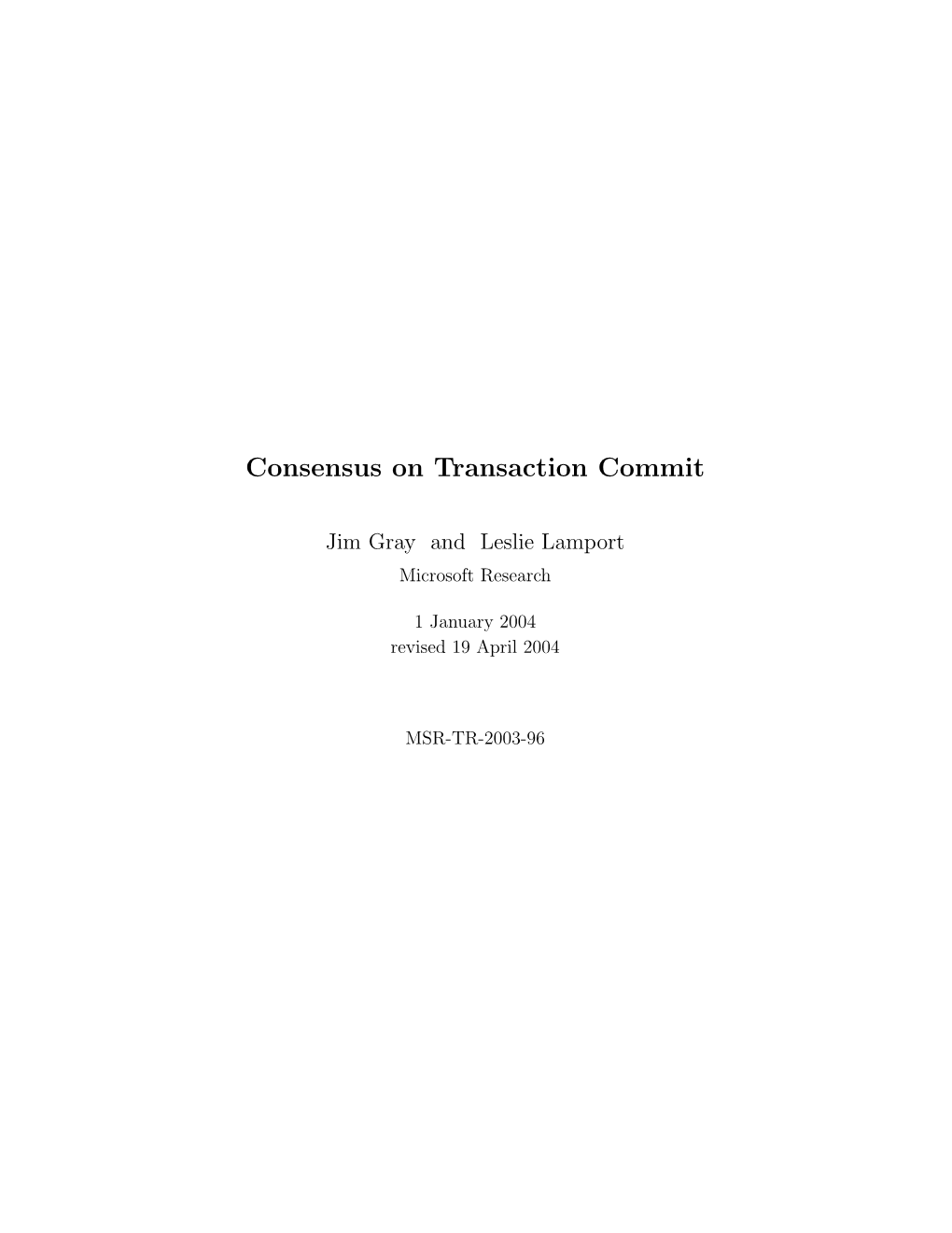 Consensus on Transaction Commit