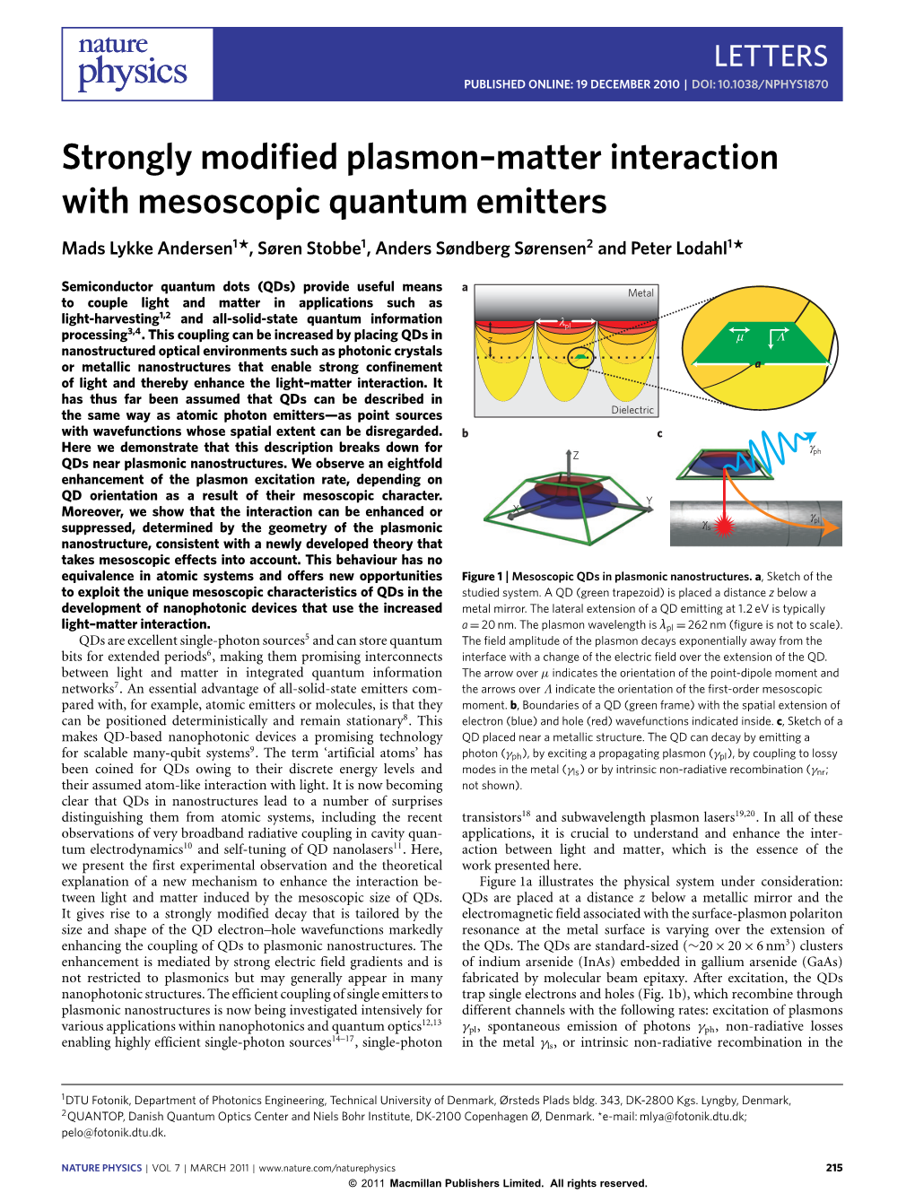 Strongly Modified Plasmon--Matter Interaction with Mesoscopic