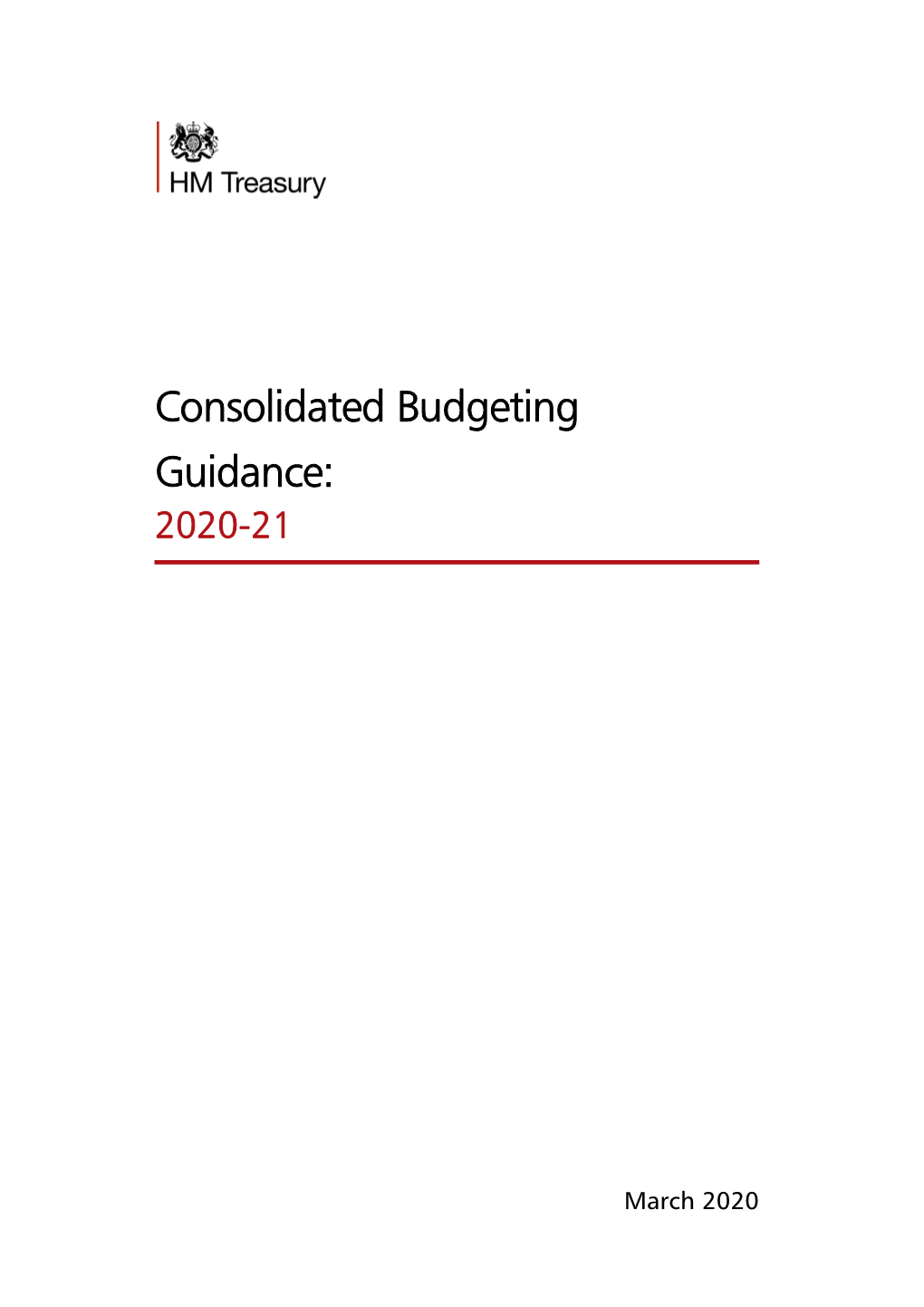 Consolidated Budgeting Guidance: 2020-21