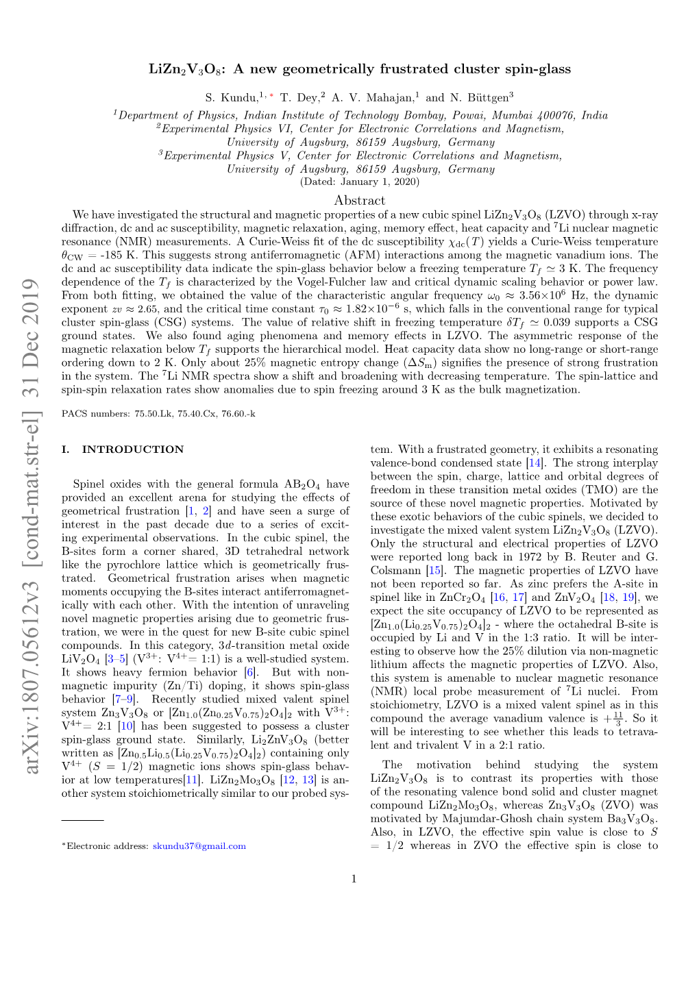 A New Geometrically Frustrated Cluster Spin-Glass