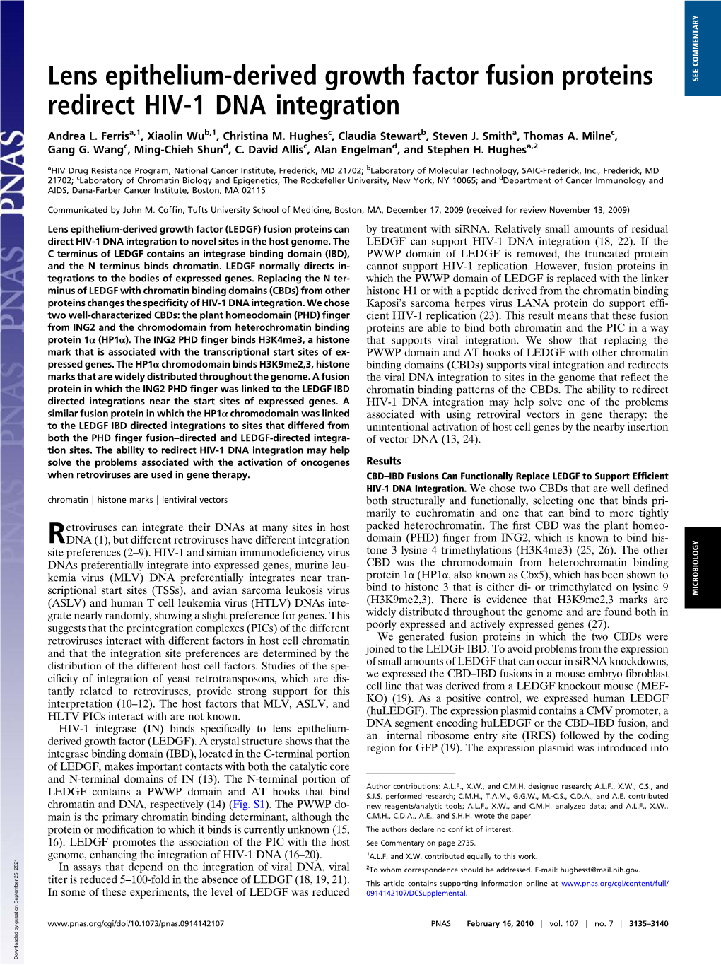 Lens Epithelium-Derived Growth Factor Fusion Proteins Redirect HIV-1 DNA