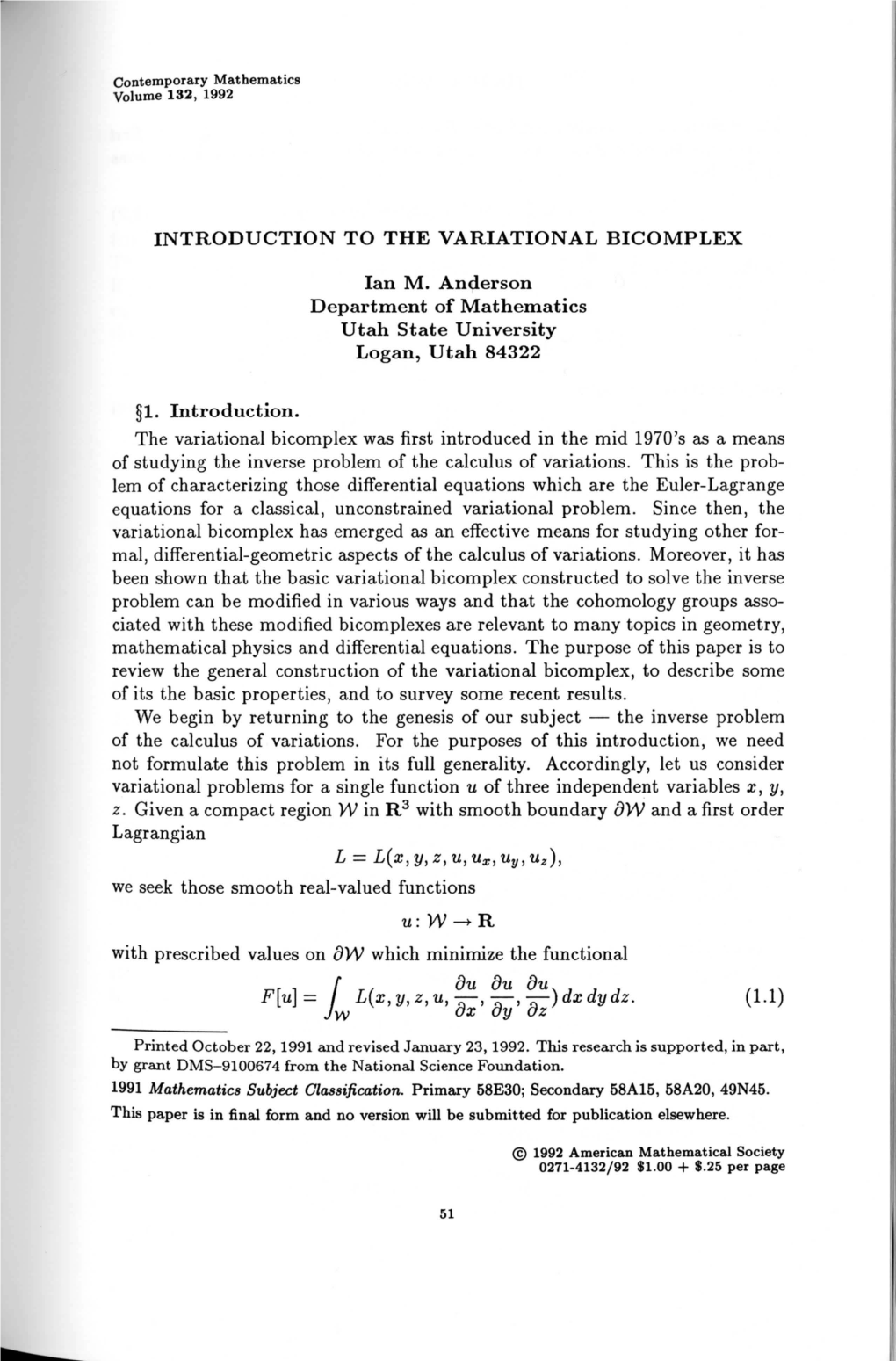 Introduction to the Variational Bicomplex