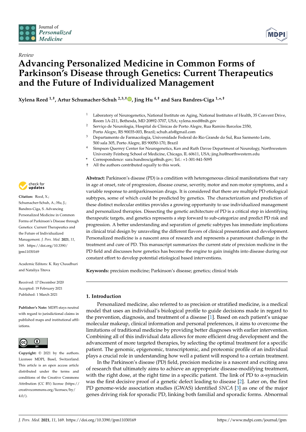 Advancing Personalized Medicine in Common Forms of Parkinson's Disease Through Genetics