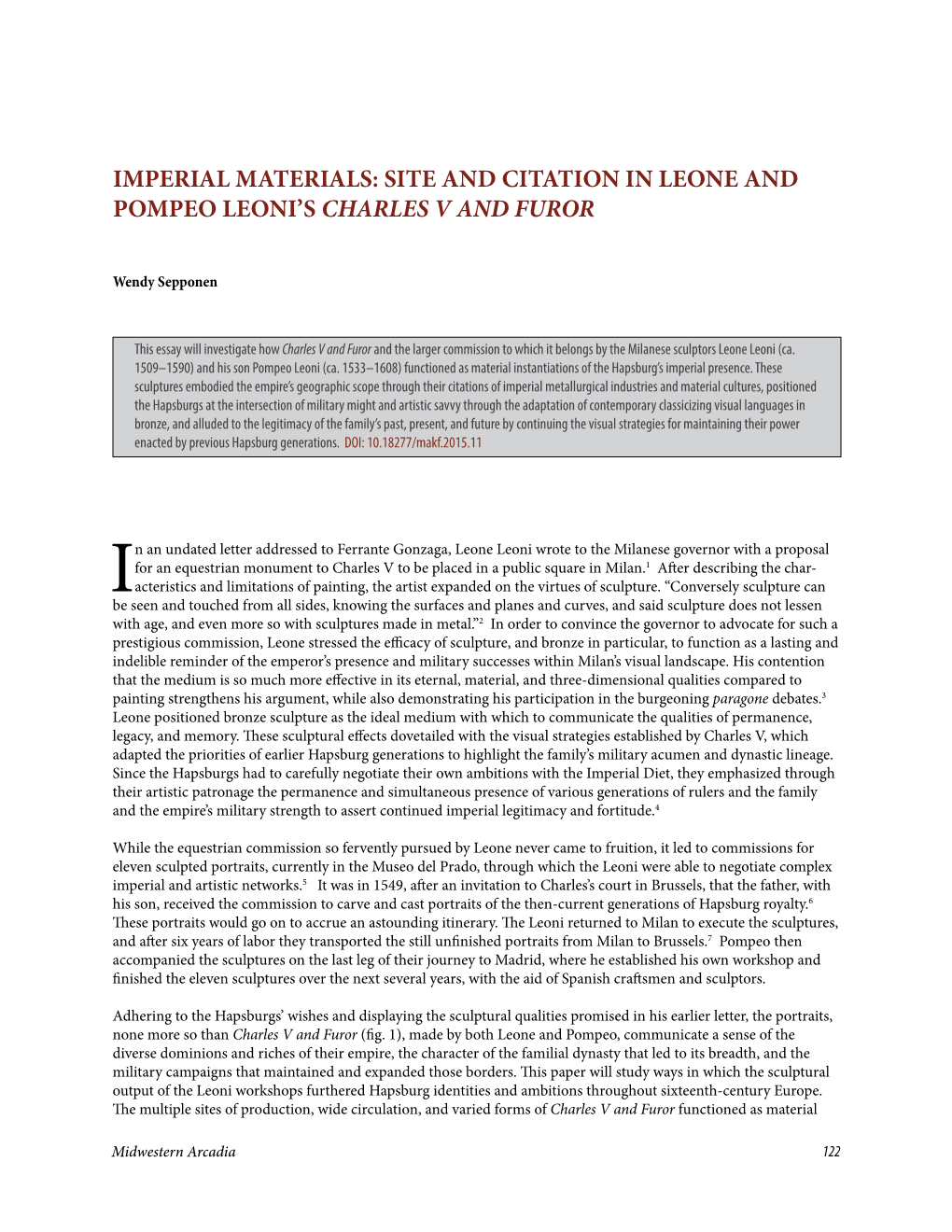 Imperial Materials: Site and Citation in Leone and Pompeo Leoni’S Charles V and Furor