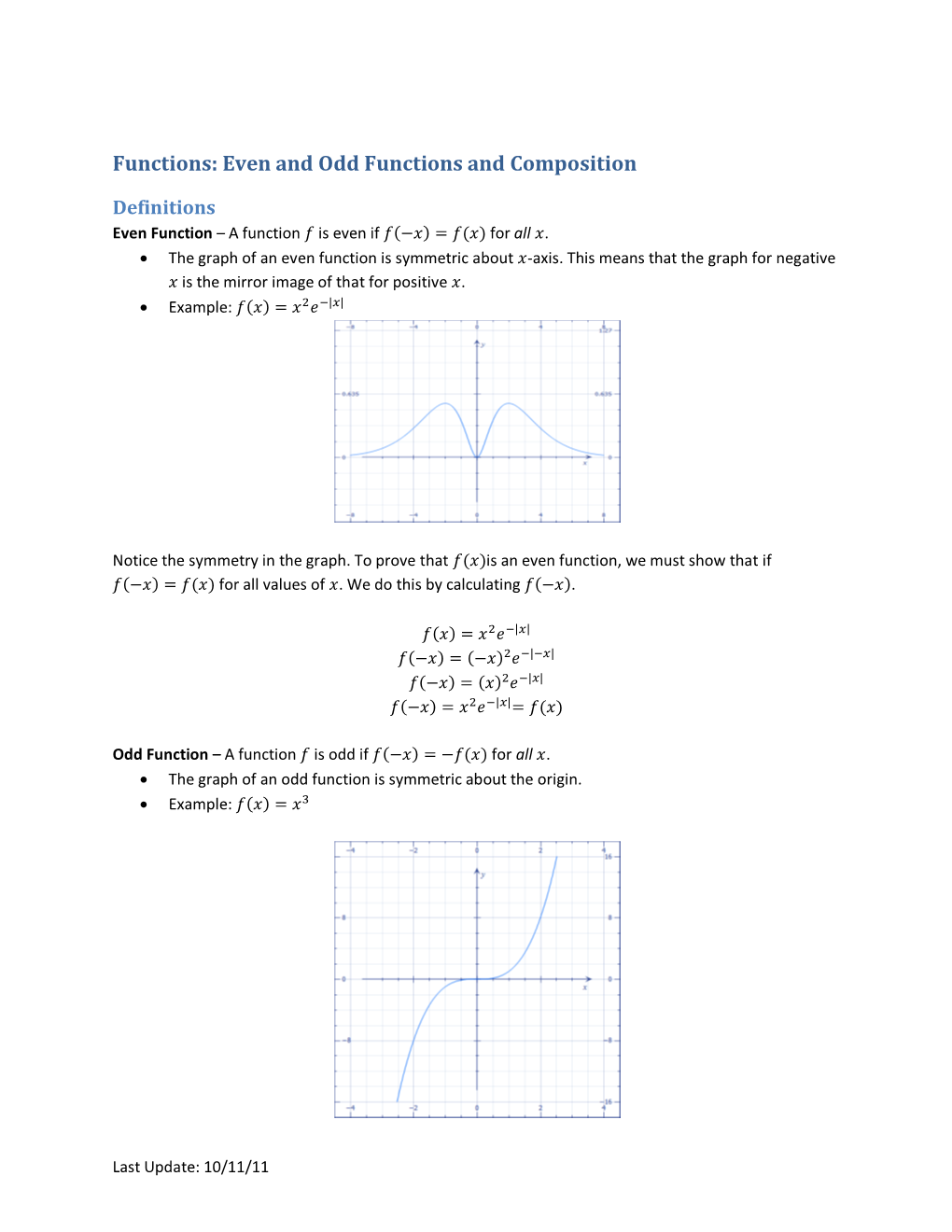 Functions: Even and Odd Functions and Composition