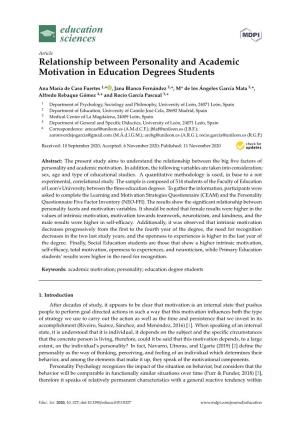 Relationship Between Personality and Academic Motivation in Education Degrees Students