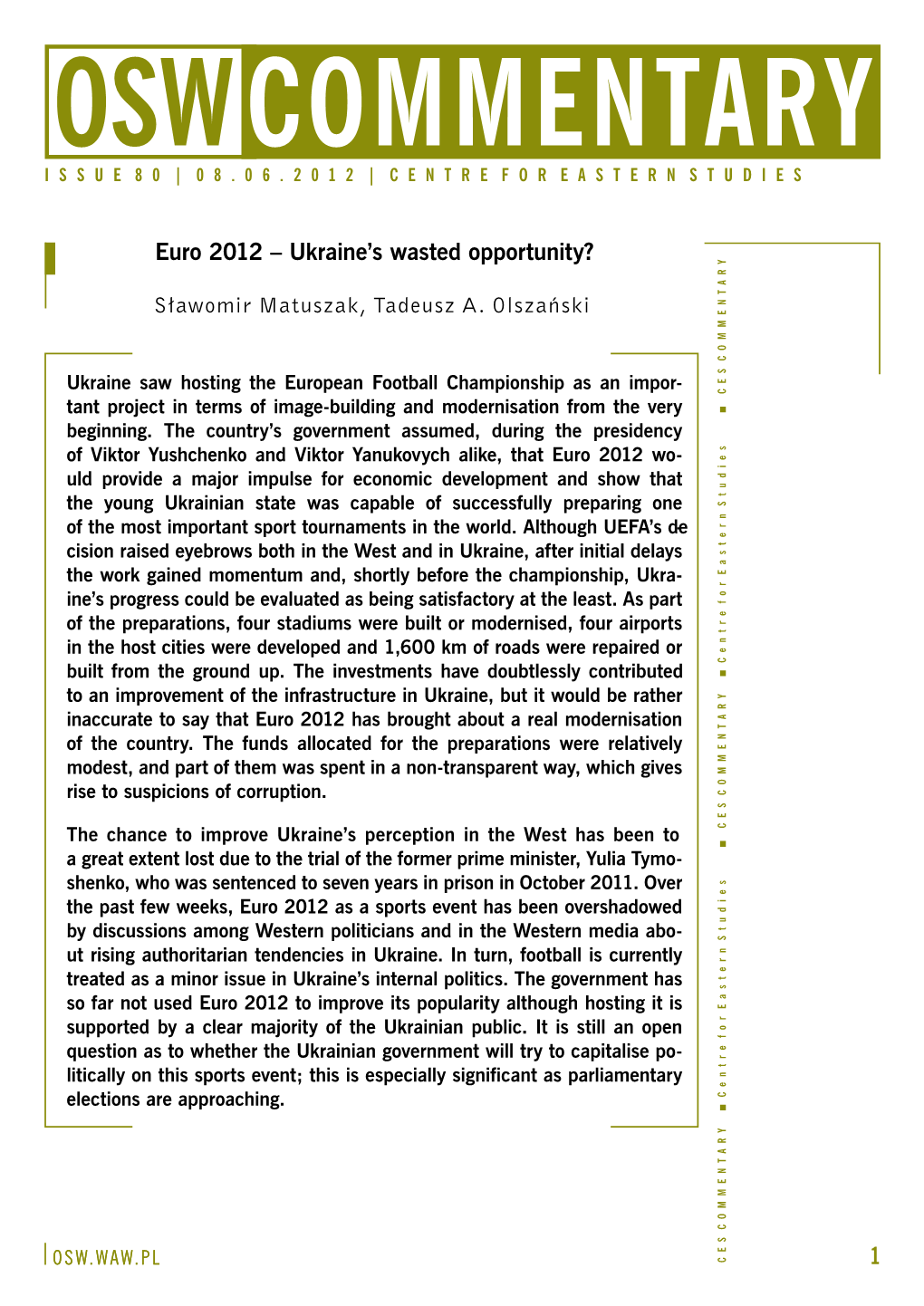 Euro 2012 – Ukraine's Wasted Opportunity?