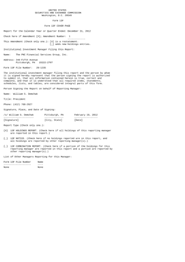 UNITED STATES SECURITIES and EXCHANGE COMMISSION Washington, D.C. 20549 Form 13F Form 13F COVER PAGE Report for the Calendar