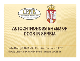 Autochthonous Breed of Dogs in Serbia