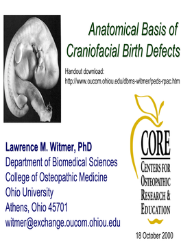 Anatomical Basis of Craniofacial Birth Defects