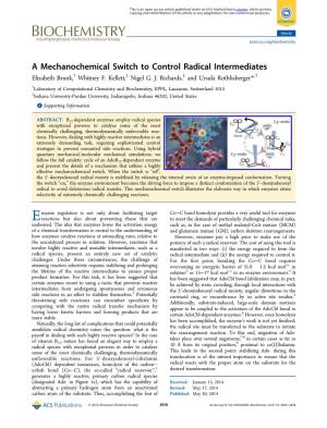 A Mechanochemical Switch to Control Radical Intermediates † ‡ ‡ † Elizabeth Brunk, Whitney F