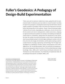 Fuller's Geodesics: a Pedagogy of Design-Build Experimentation