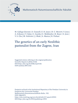 The Genetics of an Early Neolithic Pastoralist from the Zagros, Iran