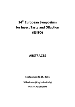 14 European Symposium for Insect Taste and Olfaction (ESITO