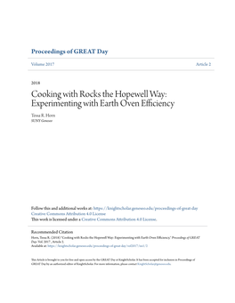 Cooking with Rocks the Hopewell Way: Experimenting with Earth Oven Efficiency Tessa R