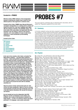 PROBES #7 Devoted to Exploring the Complex Map of Sound Art from Different Points of View Organised in Curatorial Series