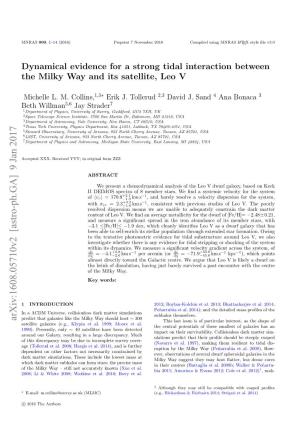 Dynamical Evidence for a Strong Tidal Interaction Between the Milky Way and Its Satellite, Leo V