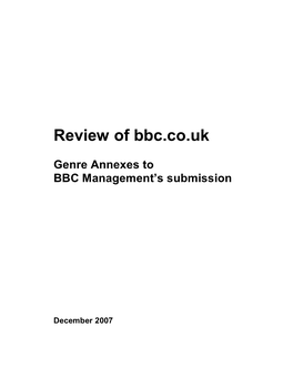 Review of Bbc.Co.Uk Genre Annexes to BBC Management's Submission