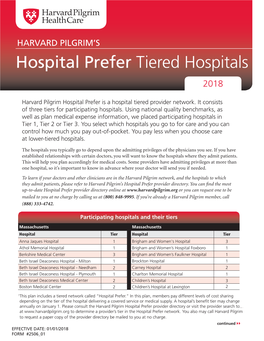 Hospital Prefer Tiered Hospitals 2018