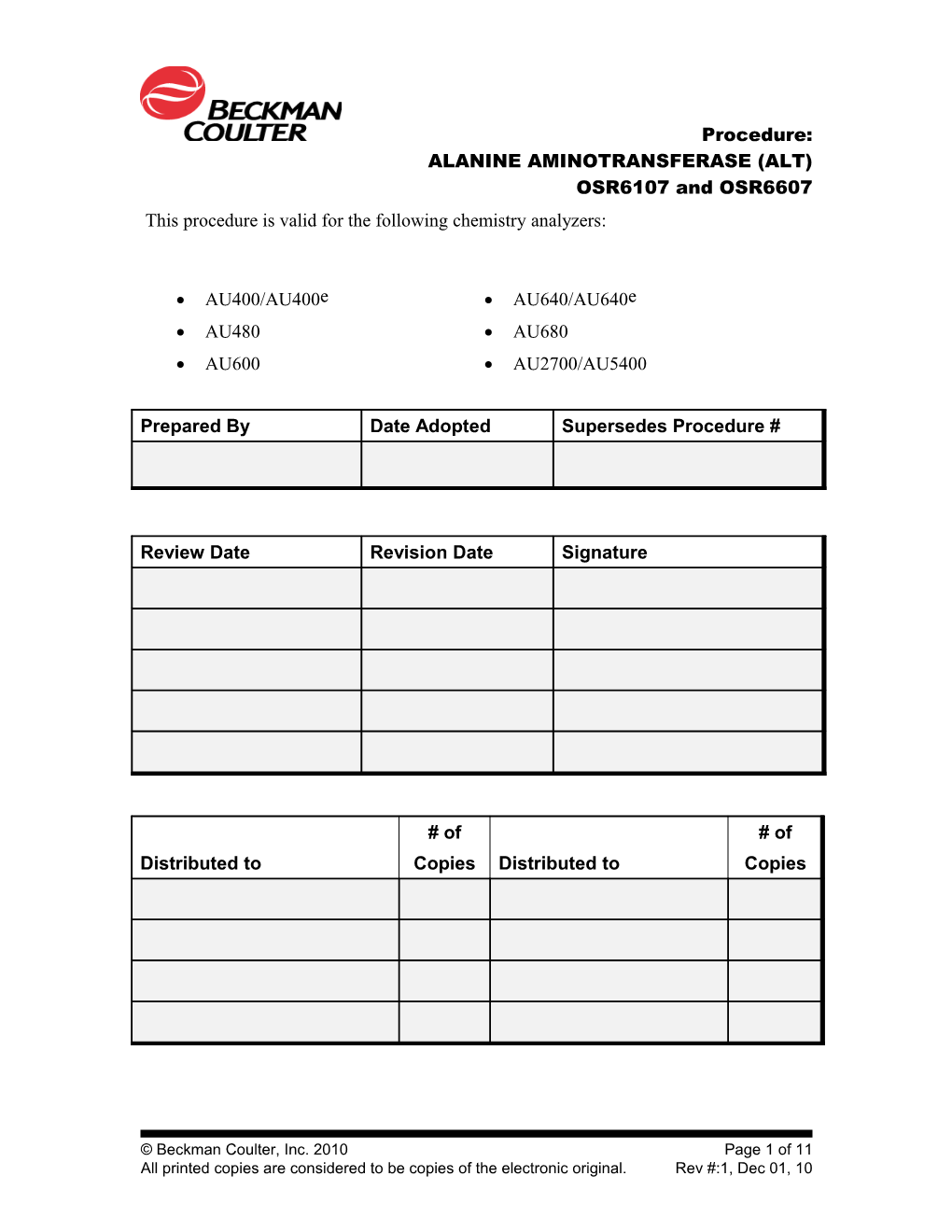 This Procedure Is Valid for the Following Chemistry Analyzers s2