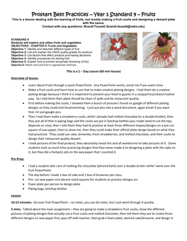 Prostart Best Practices – Year 1 Standard 9 – Fruits