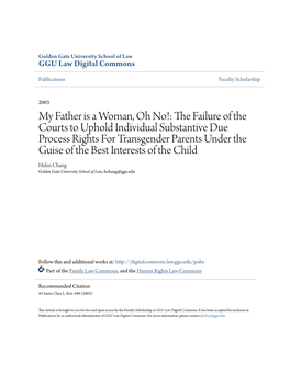 My Father Is a Woman, Oh No!: the Failure of the Courts to Uphold Individual Substantive Due Process Rights for Transgender Pare