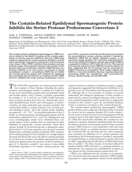 The Cystatin-Related Epididymal Spermatogenic Protein Inhibits the Serine Protease Prohormone Convertase 2