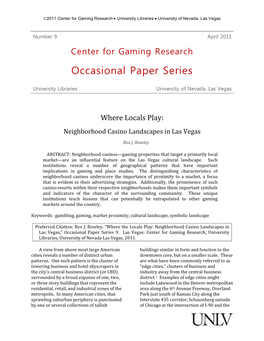Neighborhood Casino Landscapes in Las Vegas