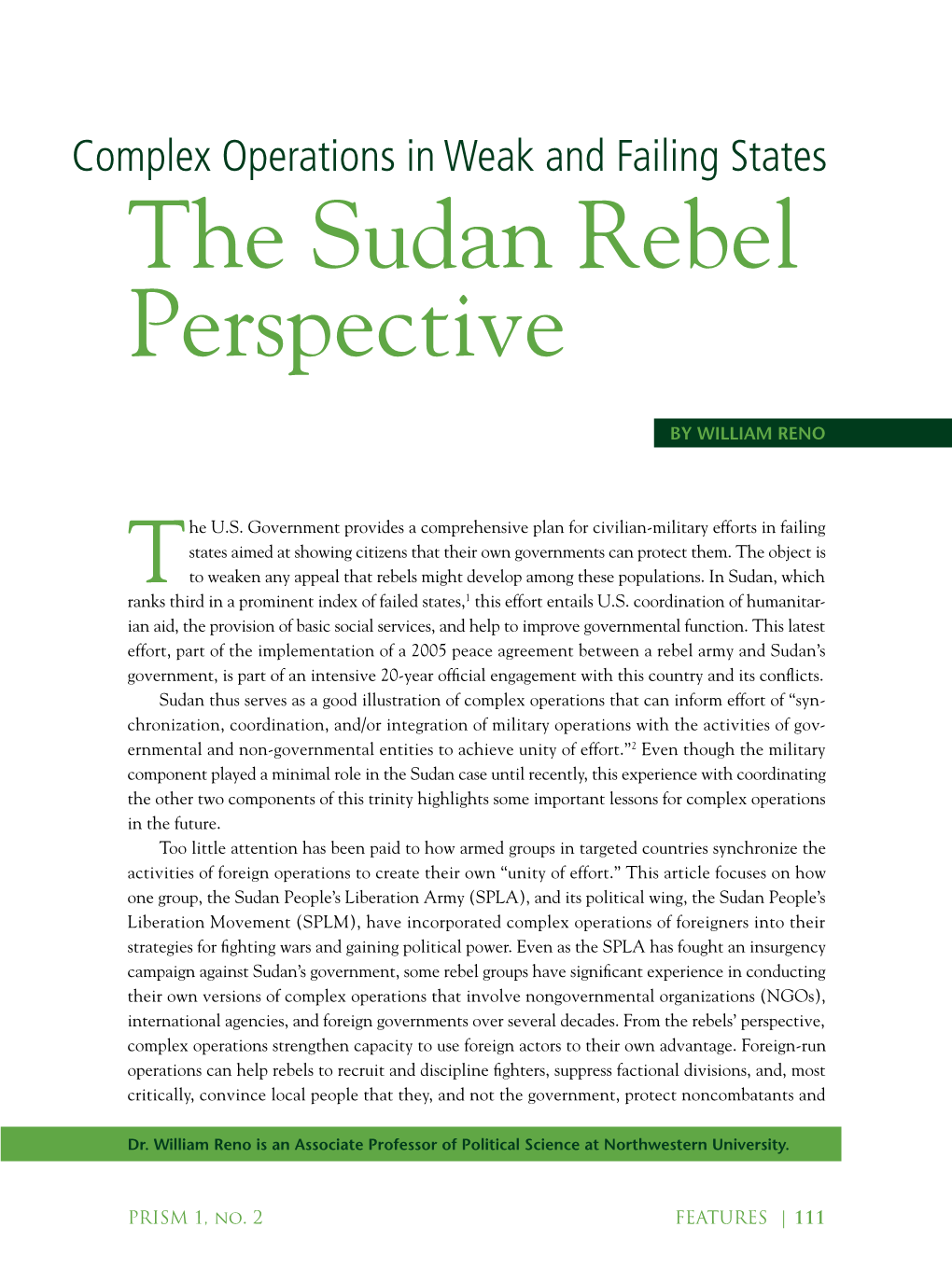 The Sudan Rebel Perspective