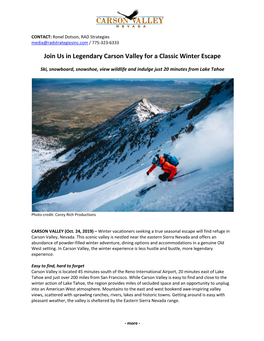 Join Us in Legendary Carson Valley for a Classic Winter Escape