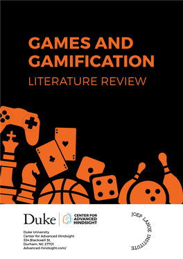 Games and Gamification Literature Review