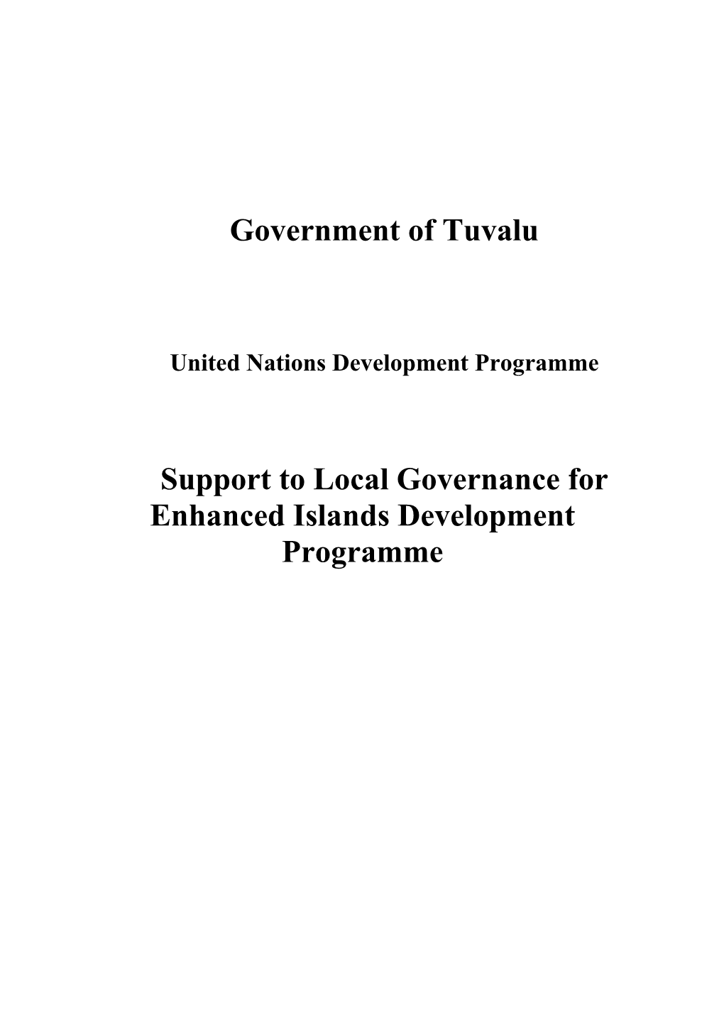 Support to Local Governance for Enhanced Islands Development Programme