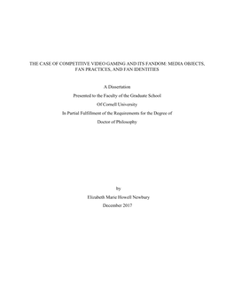 The Case of Competitive Video Gaming and Its Fandom: Media Objects, Fan Practices, and Fan Identities