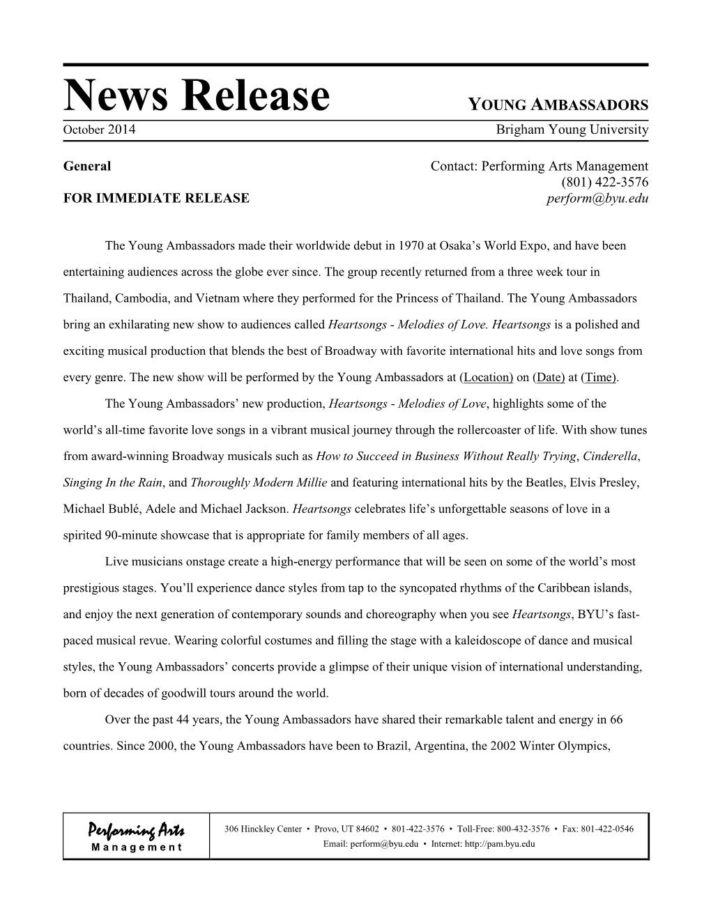 News Release October 2014 Brigham Young University
