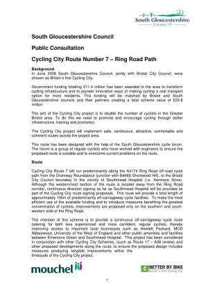 South Gloucestershire Council Public Consultation Cycling City Route