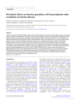 Persistent Effects on Bovine Granulosa Cell Transcriptome After Resolution of Uterine Disease