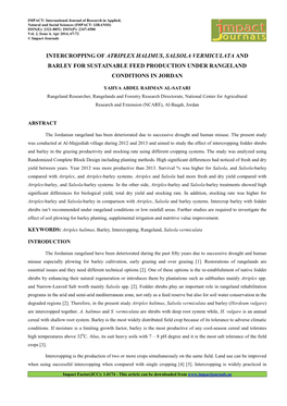 9. Applied-Intercropping of Atriplex Halimus, Salsola Vermiculata