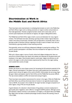 Discrimination at Work in the Middle East and North Africa Few Are Appointed to Key Positions in the Government Or Are Candidates for Parliament