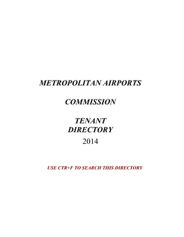 Metropolitan Airports Commission Tenant Directory 2014