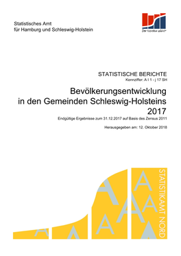 2017 Bevölkerungsentwicklung in Den Gemeinden Schleswig-Holsteins