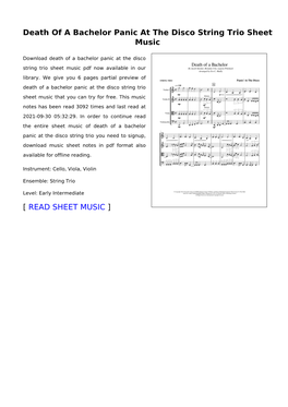 Death of a Bachelor Panic at the Disco String Trio Sheet Music
