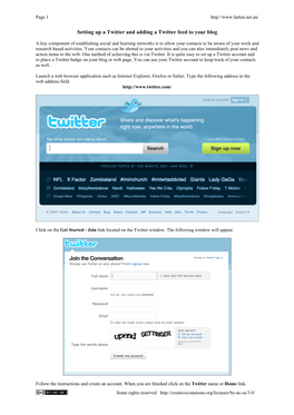 Setting up a Twitter and Adding a Twitter Feed to Your Blog