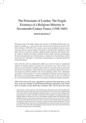 The Protestants of Loudun: the Fragile Existence of a Religious Minority in Seventeenth-Century France (1598-1685)